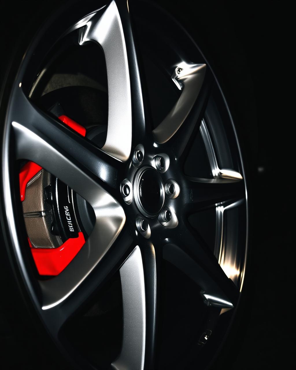 Polished alloy wheel and brake caliper