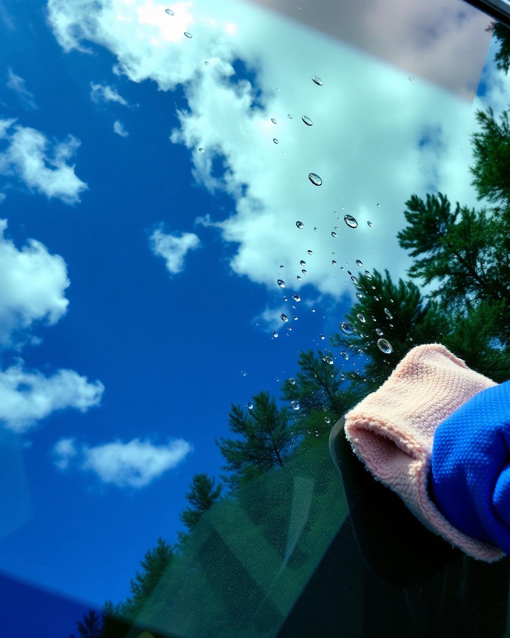 Crystal-clear windshield with hydrophobic coating